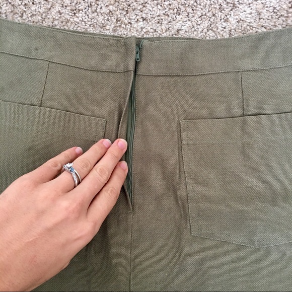  {TopShop} Green Floral Embroidered Mini Skirt - Picture 6 of 8